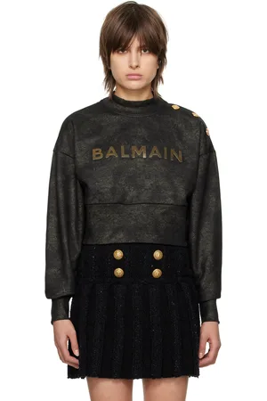 Balmain Black Cropped Sweatshirt