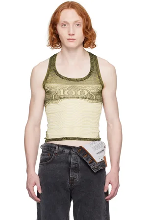 Jean Paul Gaultier Green & Off-White Sheer Tank Top