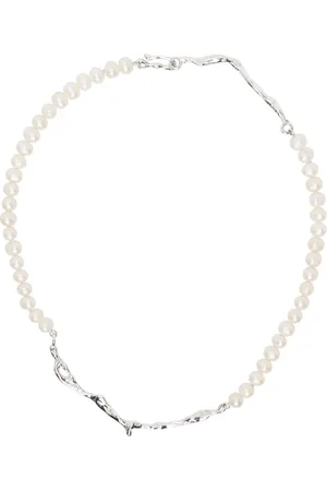FARIS White & Silver Drip Perla Choker