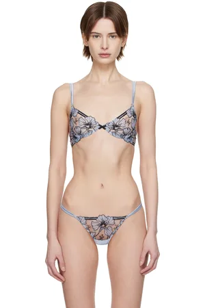 FLEUR DU MAL Blue Harper Embroidery Demi Bra