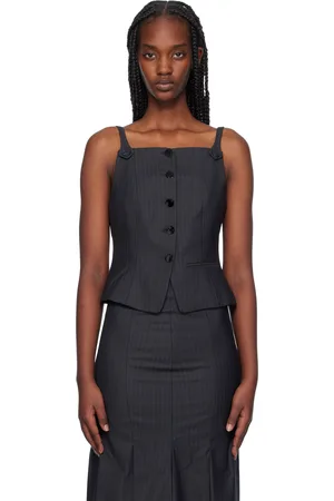 Ganni Gray Stripe Suiting Top