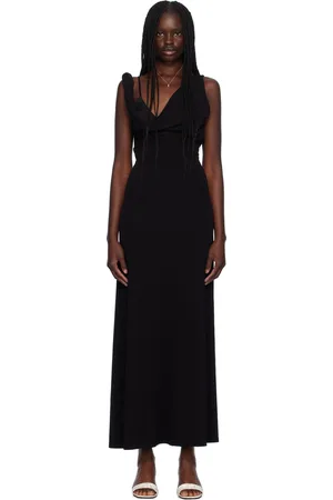 Totême Black Twist Drape Maxi Dress