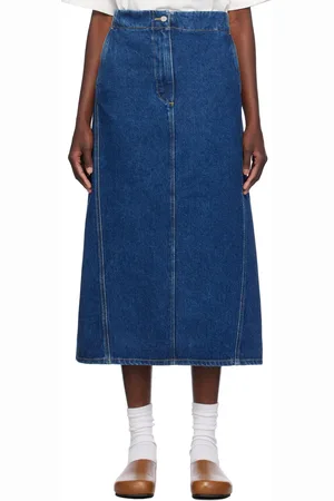 STUDIO NICHOLSON Blue Garner Denim Midi Skirt