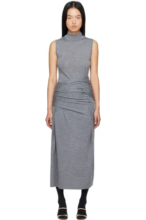 Totême Gray Draped Knit Maxi Dress