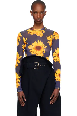 J.W.Anderson Navy & Yellow Sheer Long Sleeve T-shirt
