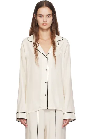 HUGO BOSS Off-White Embroidered-Logo Pyjama Shirt