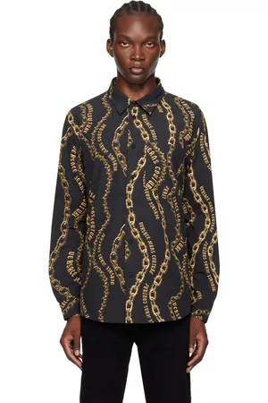 VERSACE Black Chain Couture Long Sleeve Shirt