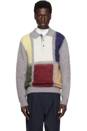 Beams Gray Knit Shaggy Polo