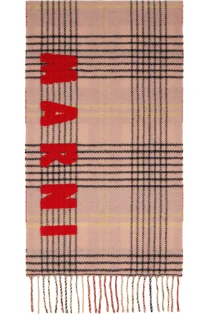 Marni Beige Double Check Wool Scarf