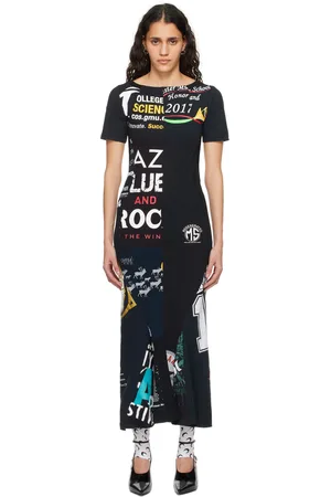 Marine Serre Black Regenerated Graphic Maxi Dress