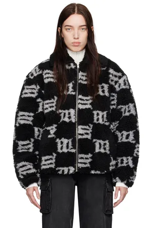 MISBHV Black Monogram Faux-Shearling Jacket