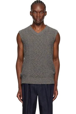 Beams Navy Aran Vest
