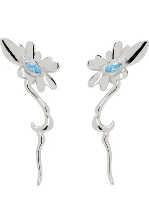 Collina Strada Silver & Blue Daisy Earrings