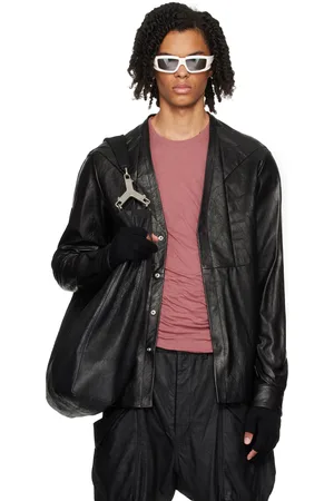 Rick Owens Black Porterville Girdered Larry Leather Jacket