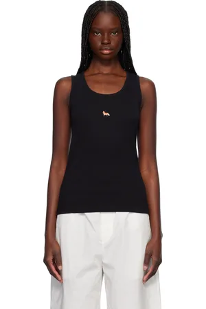 Maison Kitsuné Black Baby Fox Ribbed Tank Top