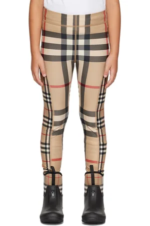 Burberry Kids Beige Contrast Check Leggings