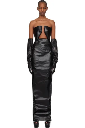 Rick Owens Black Prong Denim Maxi Dress