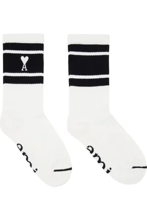 Ami White & Ami de Cœur Striped Socks