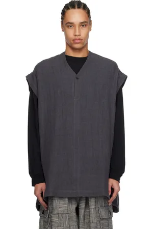 JAN JAN VAN ESSCHE Gray O-Project Panama Mesh Cloth Vest