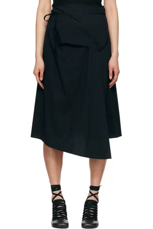 LEMAIRE Navy Asymmetrical Tied Midi Skirt
