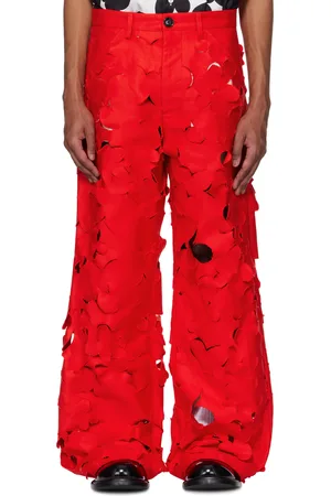 Marni Red Cut-Out Cotton Cargo Pants