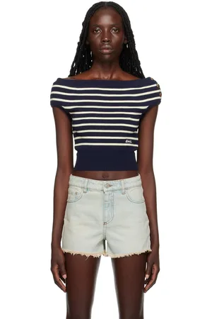 Ami Navy & White Striped T-Shirt
