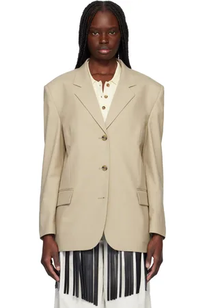Recto Beige Wool Blend Tailored Daddy Blazer