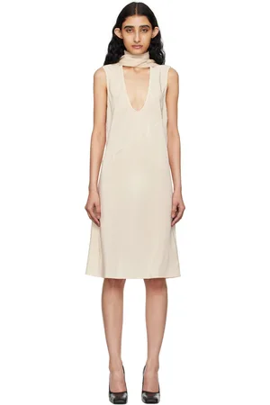 Helmut Lang Off-White Scarf Midi Dress