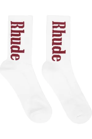 Rhude White RH Vertical Logo Socks
