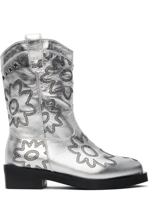 Marni Kids Silver Cowboy Boots