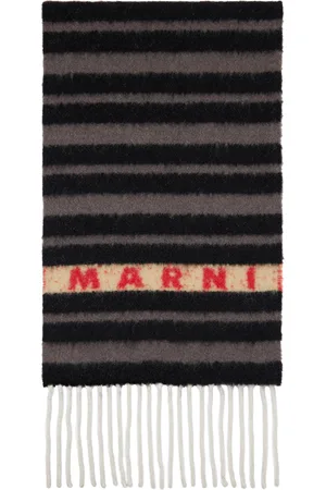 Marni Black & Gray Striped Alpaca Scarf