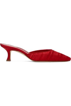 Manolo Blahnik Red Carolynemu Mules