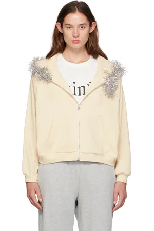 Praying Beige Tinsel Fur Hoodie