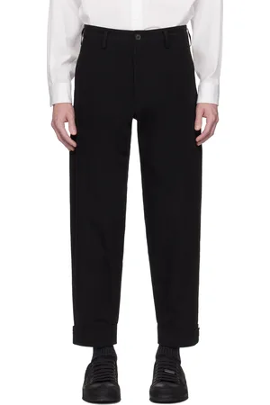 YOHJI YAMAMOTO Black Tab Detail Slim Trousers