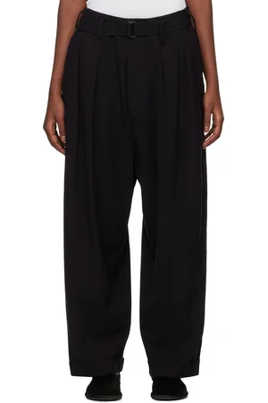 YOHJI YAMAMOTO Black Damaged Gabardine 2Tucks Trousers