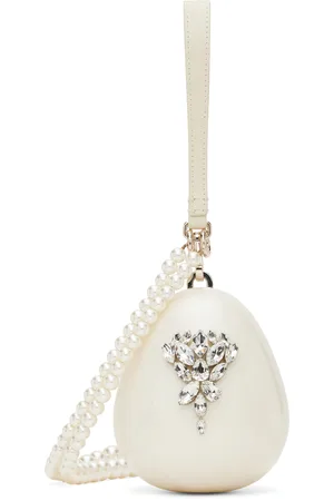 Simone Rocha Off-White Embellished Micro Pearl Egg Bag