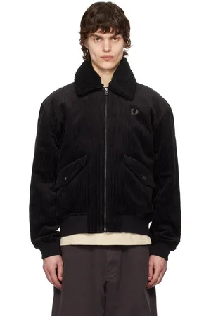 Fred Perry Black Cotton Corduroy Bomber Jacket