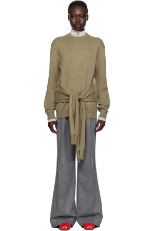 J.W.Anderson Khaki Draped Tie-Front Sweater