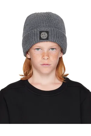 Stone Island Kids Gray Virgin Wool Beanie