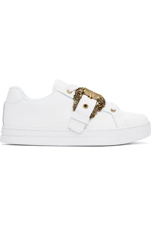 VERSACE White Baroque Buckle Court 88 Sneakers