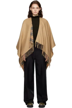 Burberry Beige Check Wool Reversible Cape
