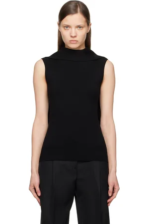 Totême Black Sleeveless Scarf Knit Tank Top