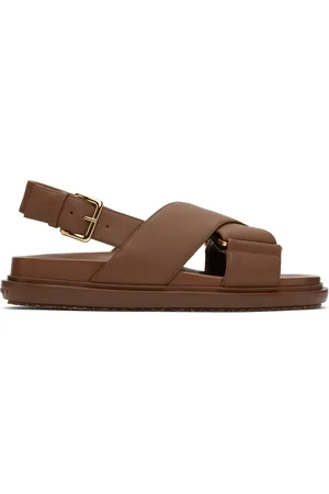Marni Brown Leather Fussbett Sandals