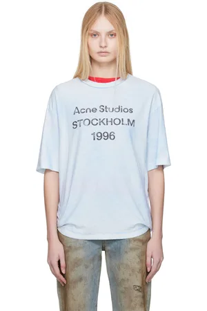 Acne Studios Blue Relaxed Fit Logo T-shirt