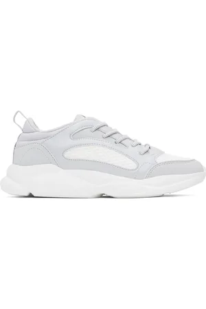 HUGO BOSS Gray & White Faux-Leather Sneakers