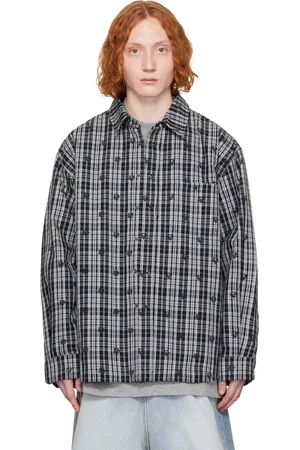 Vetements Black & Blue Padded Flannel Overshirt