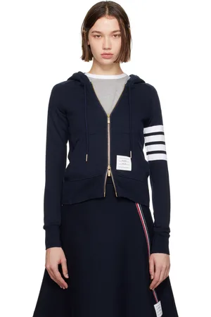 Thom Browne Navy Classic Loopback Full Zip Hoodie