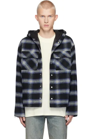 Represent Black & Navy Hooded Overshirt Jacket