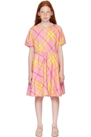 Burberry Kids Pink & Yellow Check Dress