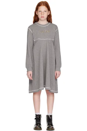 Marni Kids Gray Cotton Unbrushed Fleece Dress